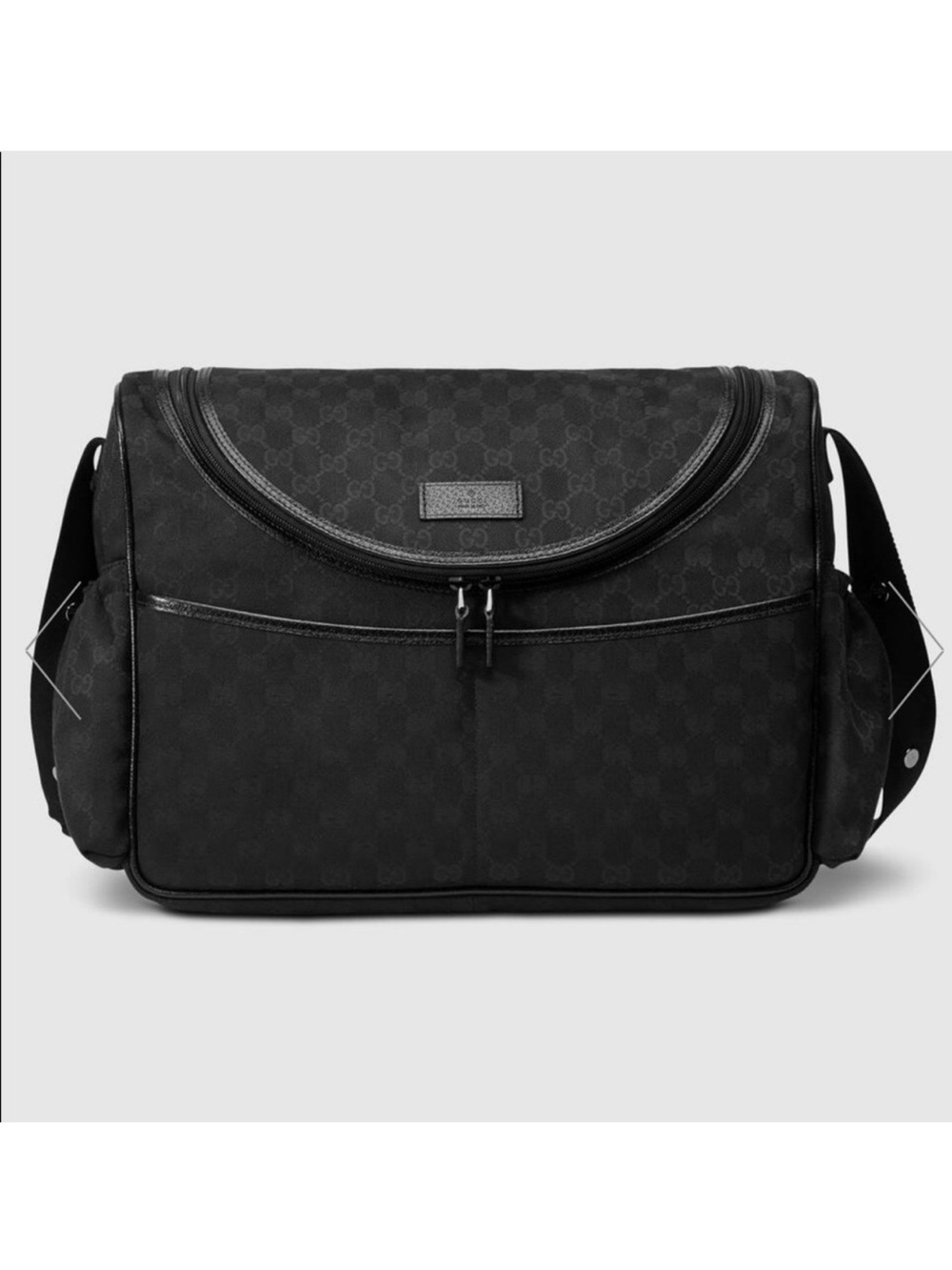 Gucci Black Monogram Diaper Bag with Adjustable Strap